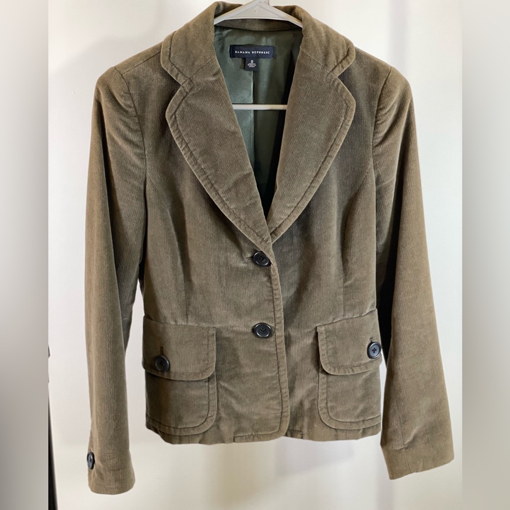 Vintage Banana Republic Olive Green Velvet Blazer